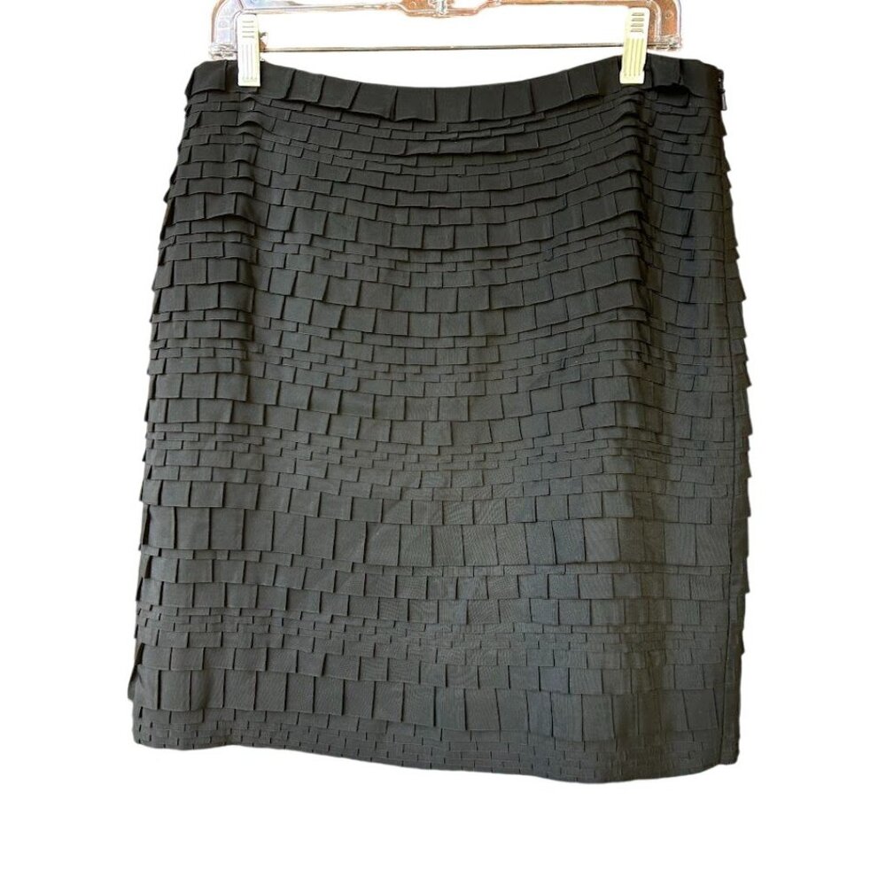 Per Se Black Textured Layered Skirt‎ Size 10 US/12 UK